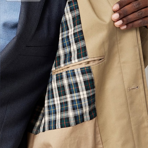 NWT Mens JCrew Ludlow tan trench coat car coat rain jacket cotton Khaki BS470 - Picture 5 of 13